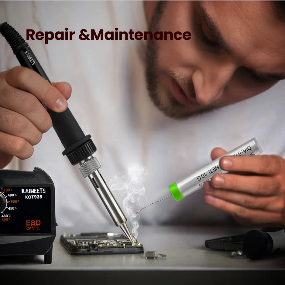 KAIWEETS 2 IN 1 Electric Soldering Station Rework Station hot air gun Welding Repair Soldering Iron Tools