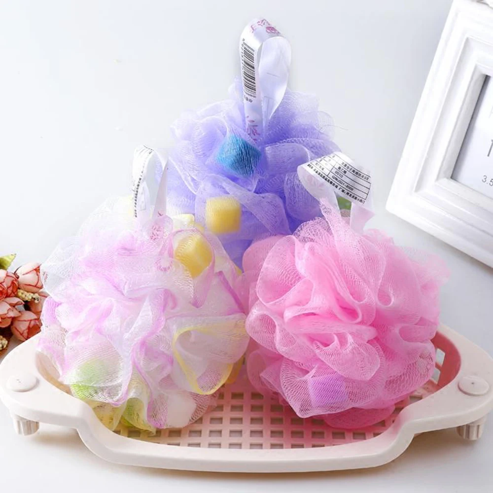 wholesale Lack Bath Sponge Shower Loofahs Pouf Ball Soft Body Cleaning Bath Sponge