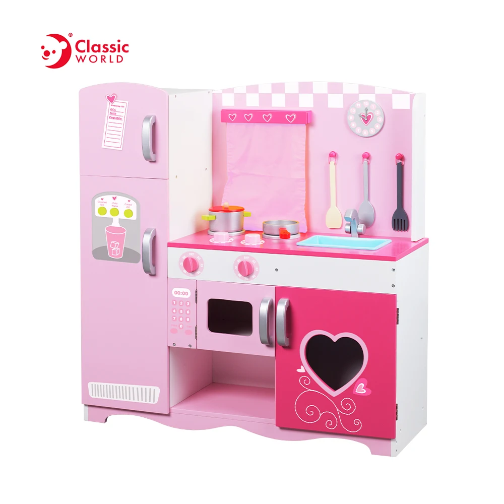 Kids Role Play Wooden Pink Kitchen Wooden Toys for Girls