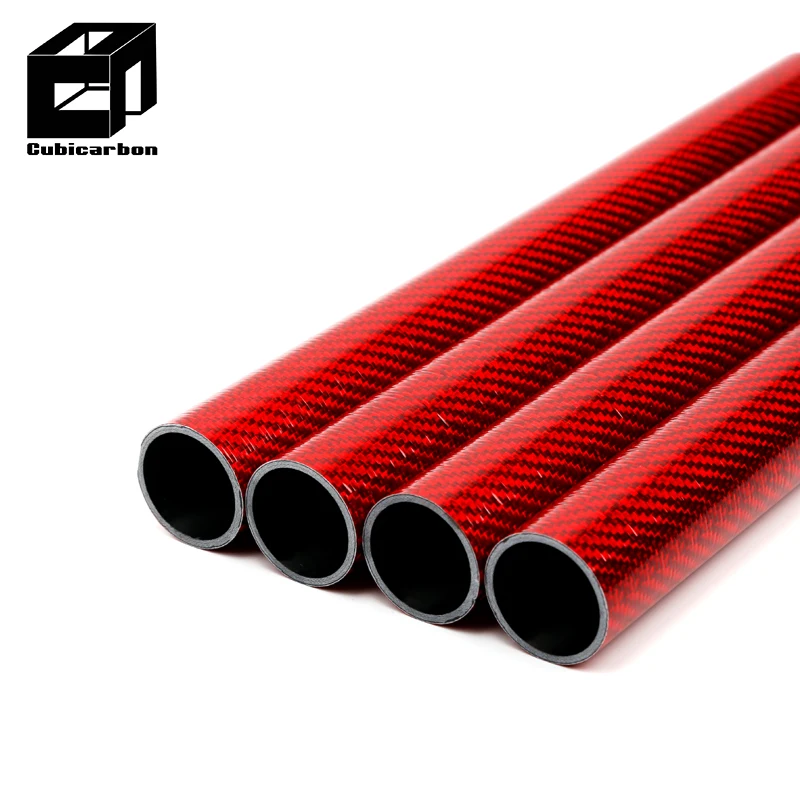 Custom Red Color Carbon Fiber Tube, Yellow/ Blue/ Silver 3K Carbon Tube High-Pressure Resistant Carbon Fiber Pole 3K Carbon Pipe