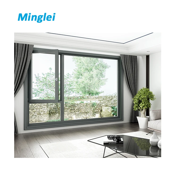 Minglei Large Glass Windows Big Picture Window Panoramic Window Thermal Break Aluminum Windows  Floor To Ceiling Fixed Window