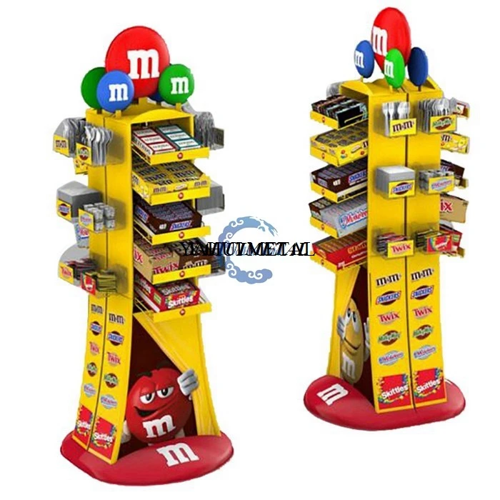 Hot Selling Custom Made Point Of Purchase Wire Racks Display Shop Metal Supermarket Floor Stand Food Candy Snack Retail Display
