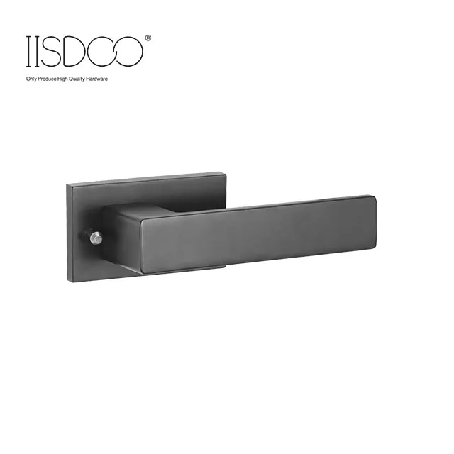 Classic black privacy childproof brass door lever handles set hardware
