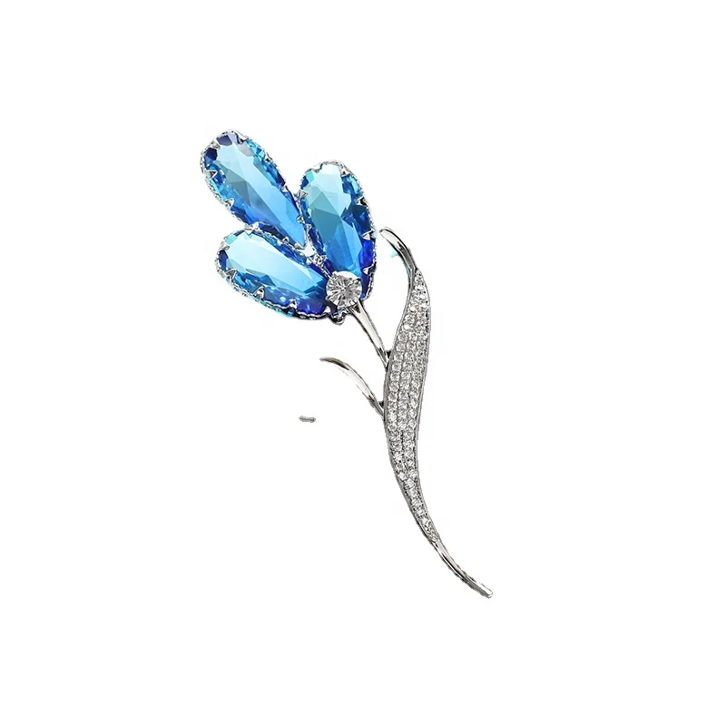 XILIANGFEIZI Korean Fashion Corsage Colorful Scarf Buckle Zircon Crystal Button Pin Flower Brooches