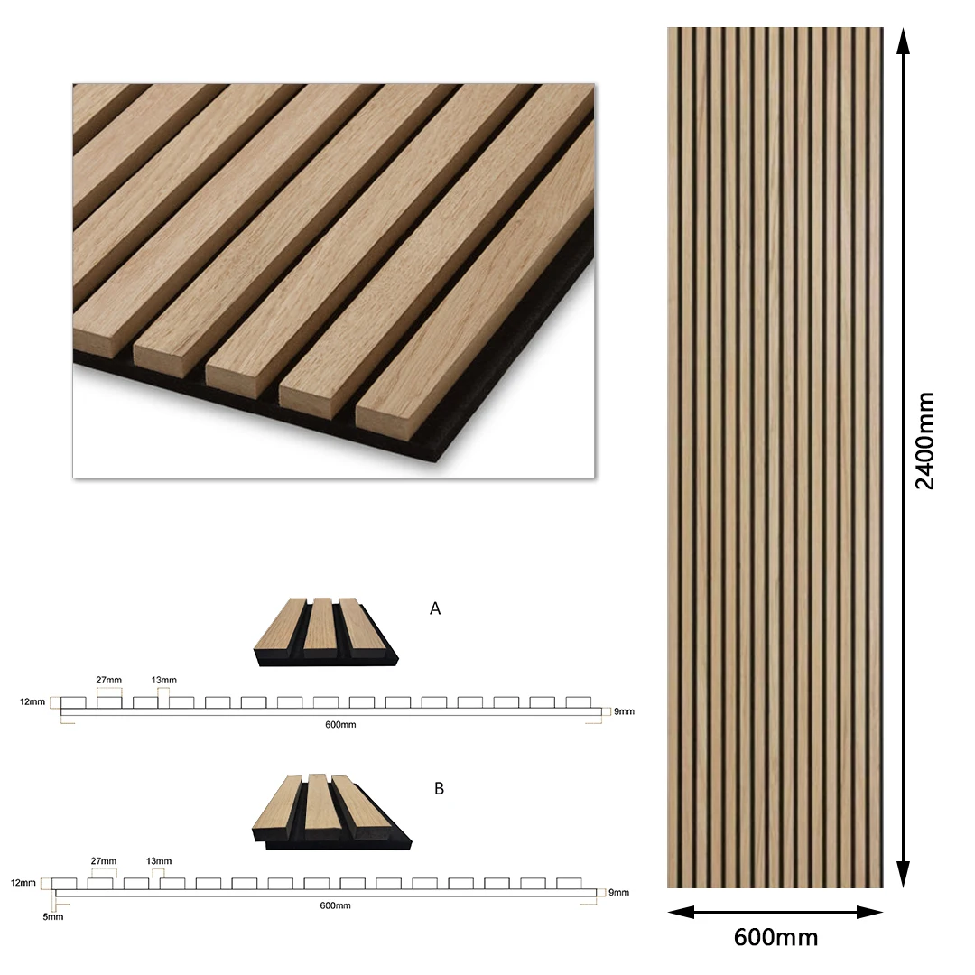 KASARO Wall Decorative Board Akupanel 3D Design Interior Pet Acoustic Panels Wooden Sound Absorption Slat Wall Panels