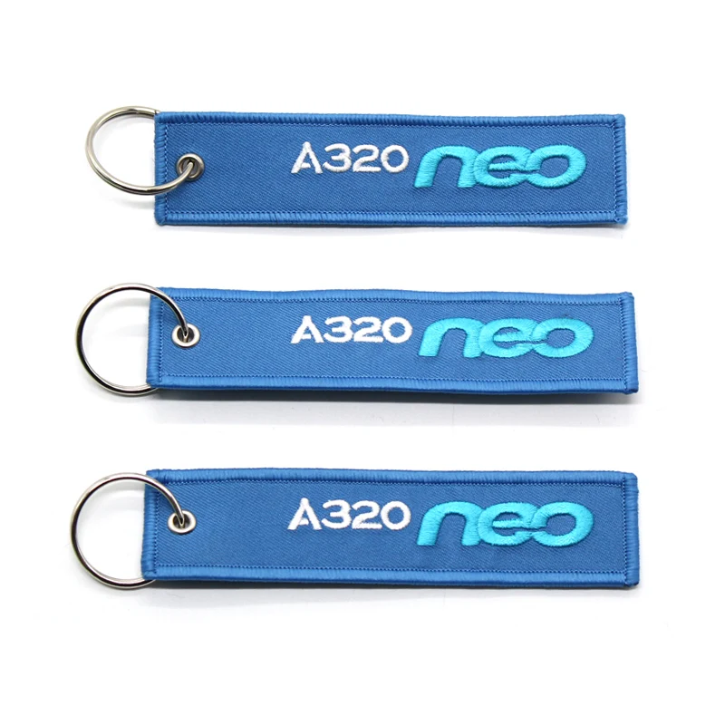 Personalized embroidered pilot keychain with key ring