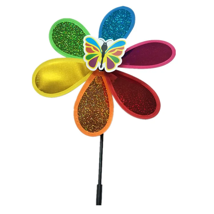 Garden outdoor flashing single flower windmill toy