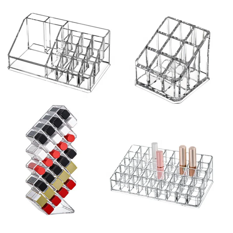 6/9/12/18/24/36/40 решетки пластиковые прозрачные косметические ювелирные изделия для макияжа Настольный Органайзер Дисплей контейнер помады коробка хранения