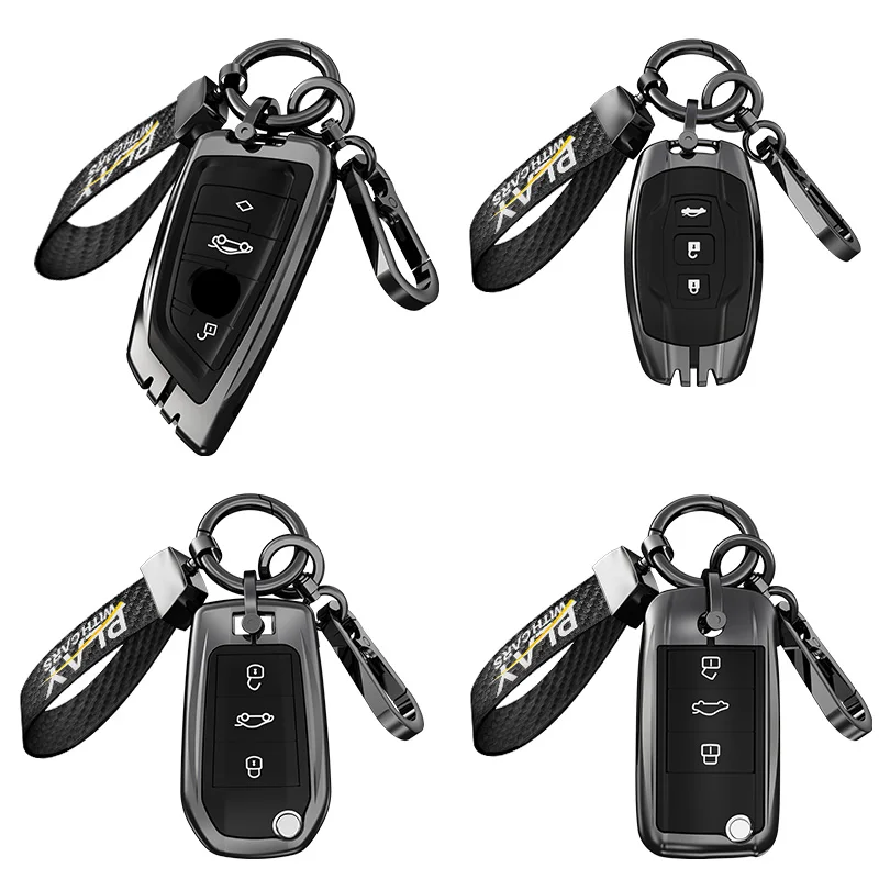 Metal Leather Car Custom Logo Key Cover For Hyundai Solaris ix35 ix45 ELANTRA Santa Fe HB20 Verna HY15/HY20/TOY40 Blade Keychain