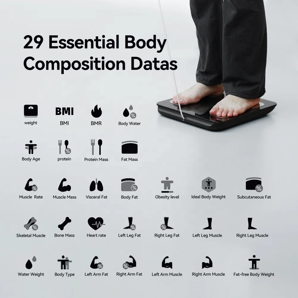 Smart Body Fat Scale Professional 8-electrode Bioimpedance Scale With Measurement Voice Broadcast And Printable Report