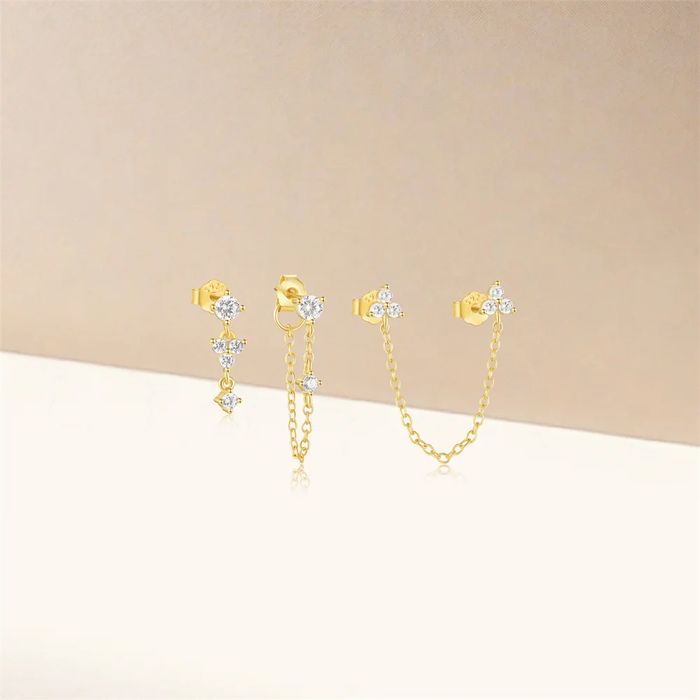 Fenny Europe and America Hot Seller Party Elegant Double Chain Tassel Dangle Hoop 925 Sterling Silver Earring for Women