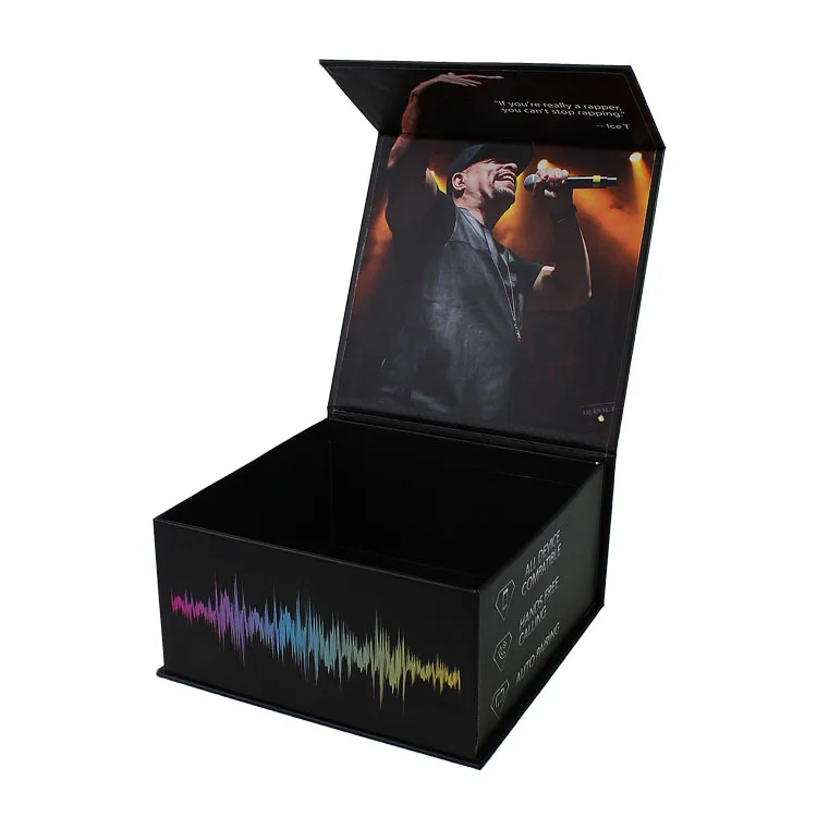 Free Sample Reusable Hard Book Shape Gift Box Universal Phone Headphone Earbuds Magnetic Flip Box Packaging With Custom Logo