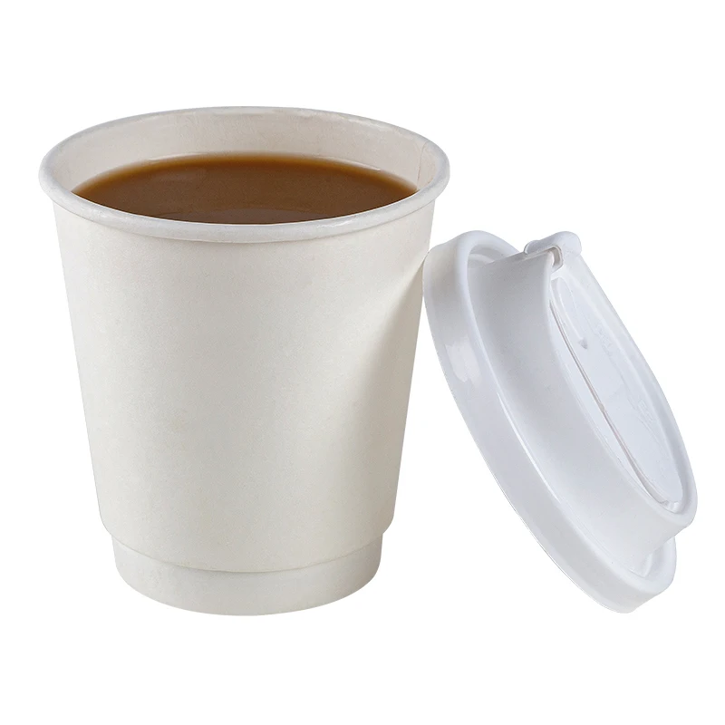 eco friendly  plane paper cups double wall logo customized white paper coffee hot cups bio coated paper cups
