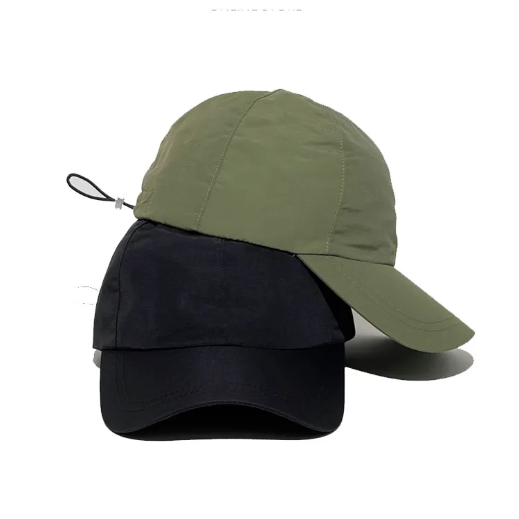Custom Hats Logo Men Fashion Ripped Nylon Flat Running Hat Dry Fit Cap High Quality Cheap 6 Panel Cap