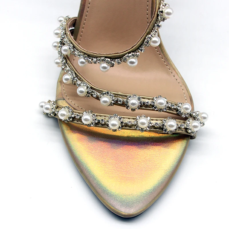 latest fashion pointed toe high heel rhinestone  women sandals