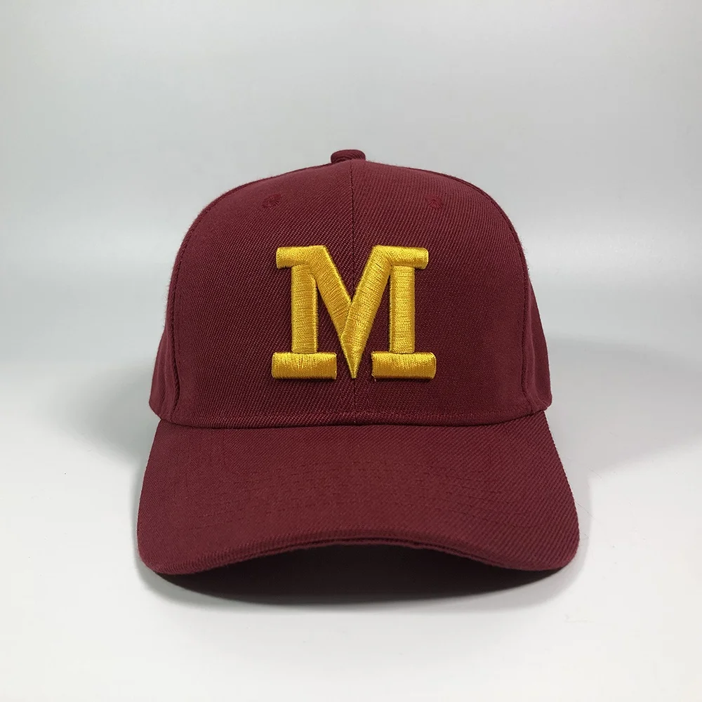 OEM premium popular unisex acrylic red colorful 6 panel structured snapback hat custom embroidery 3D logo curved baseball cap