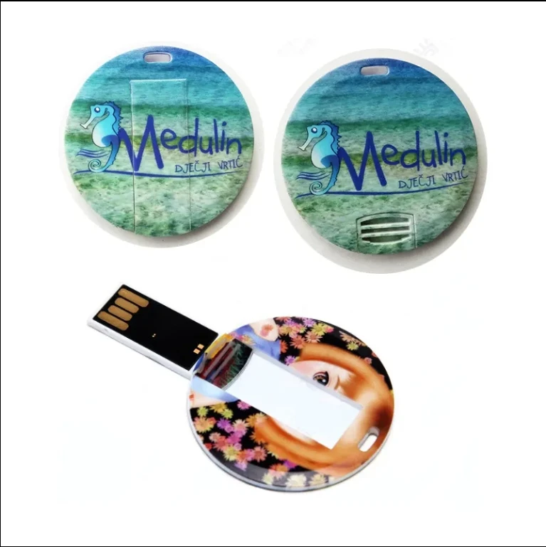 Customized Round Business Card  Pen Thumb Drive Promotional Company Gift USB 2.0 Pendrive memory 128gb~128MB usb flash drives