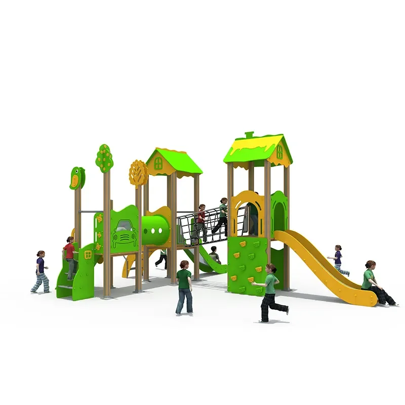Forest theme PE board combination slide Children   Exterior Public Outside Small Playgrounds Slides Activity Play Area For Kids