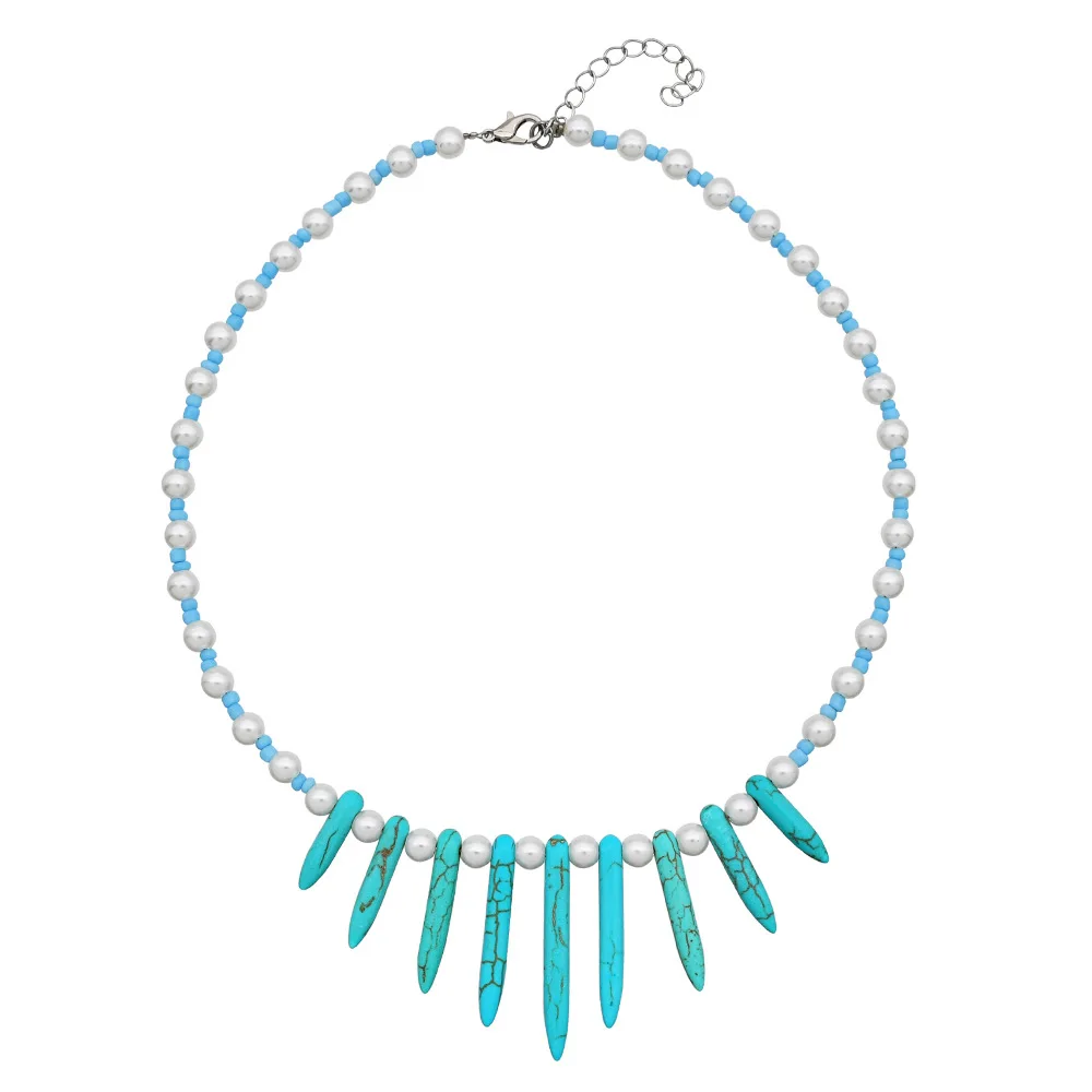 2022 Newest Western Cute Bohemian African Triple Lovely Multi Layer Turquoise Beads Necklace