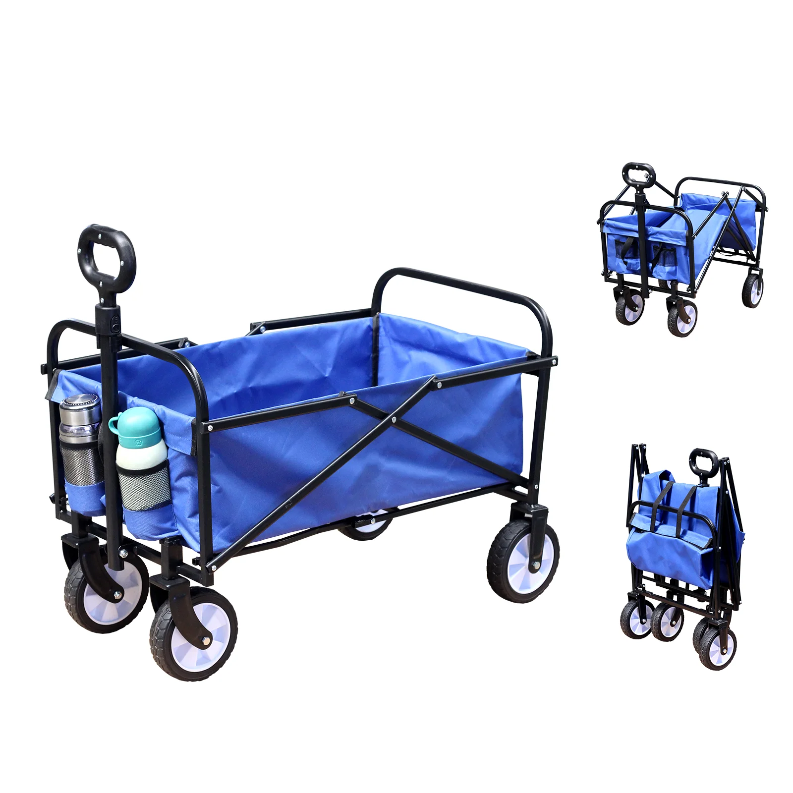 Portable Large Capacity Beach Wagon, Heavy Duty Utility Collapsible Wagon with All-Terrain Wheels, for Sports, Shopping, Camping
