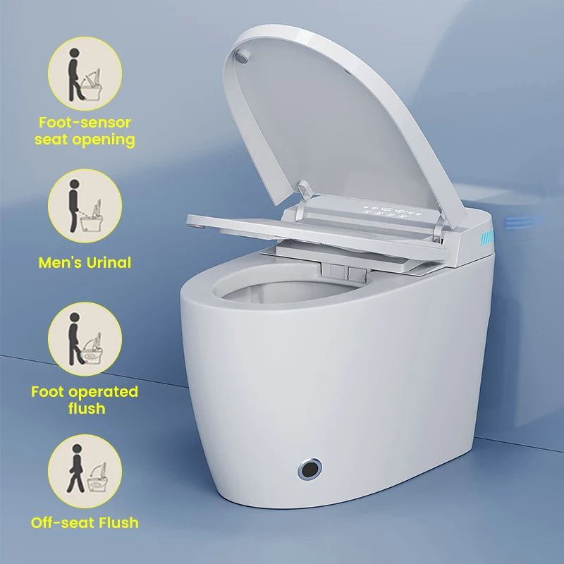 Modern induction flushing waterless seat ring heating one-piece smart toilet Hip washing