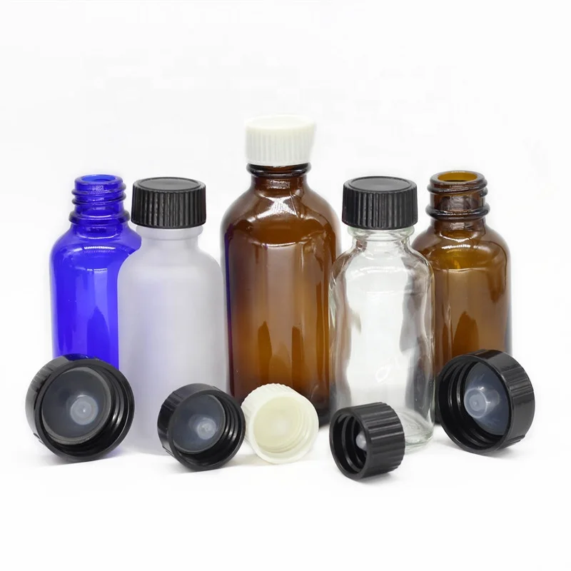 
1/2oz boston round glass bottle plastic cap with poly cone 18-400 