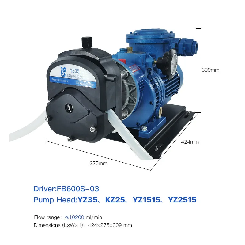 FB600S-03 explosion-proof peristaltic pump,7-10200mL/min,AC380V,Transportation of flammable, explosive, environmental or liquid