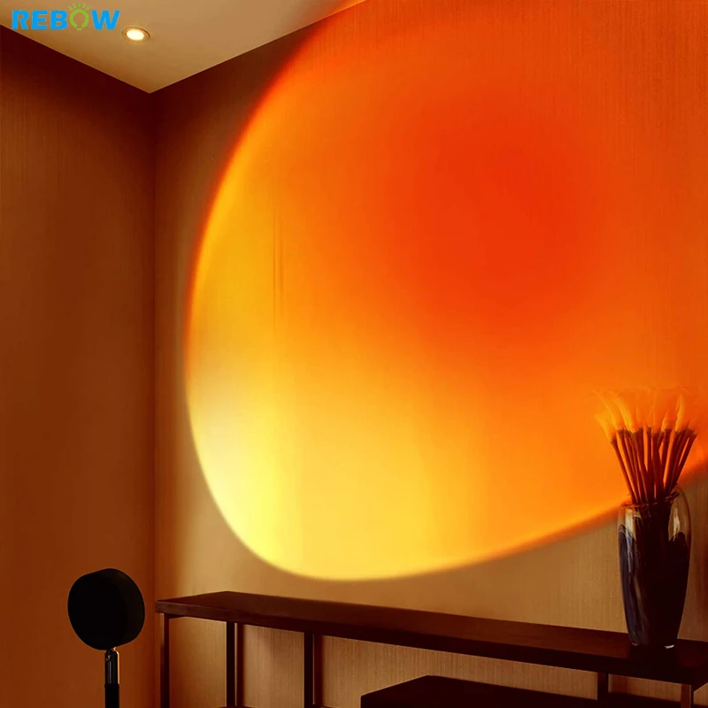 Drop shipping Rainbow RGB Sunset Projection Floor Lamp Room Led Night Light Projector Light Lamp