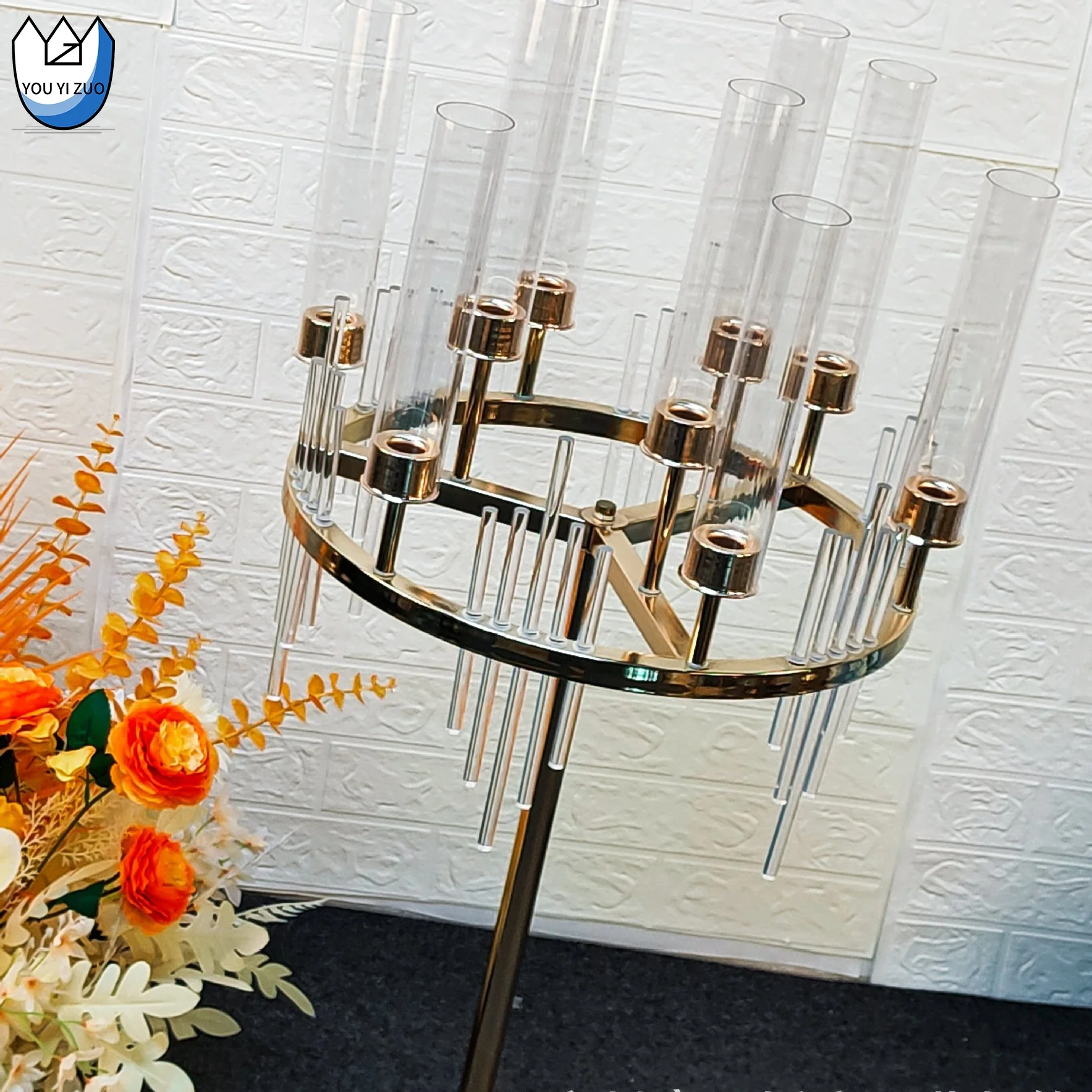 YYZ Decorative Accents Gold Metal Candlestick Holder 36.6 inches Height Gold Candelabra for Wedding Event