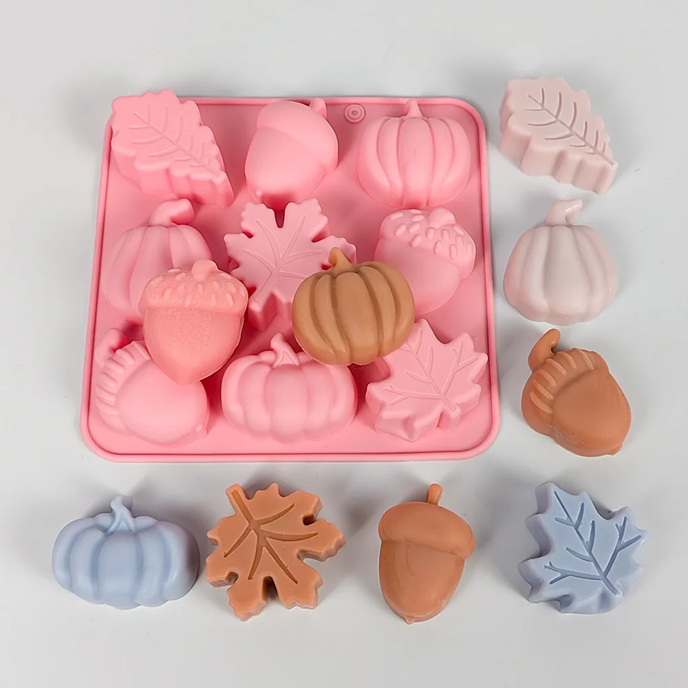 DIY 9 Cavity Leaf Pine Nut Pumpkin Chocolate Candy Cookie Fondant Cake Silicone Mold