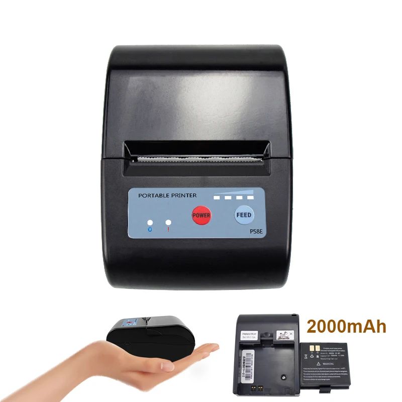 Portable Mobile Printer P58E 58mm Mini Blue-tooth Thermal Receipt Android/IOS Printer