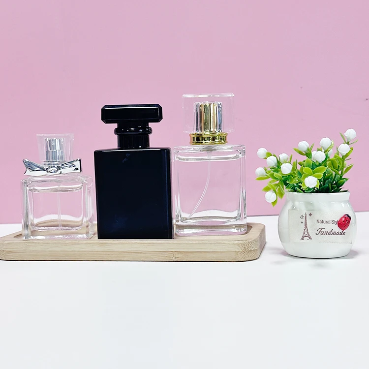 Envases Cosmeticos Frascos de Vidrio Para 50 мл 100 флакон для парфюма пустой прямоугольный черный духов роскошное стекло