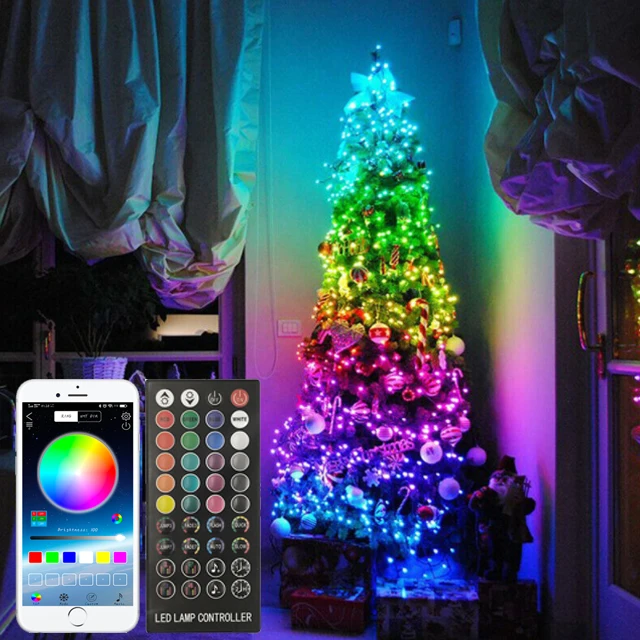 Smart RGB Christmas Tree Decoration String Light USB Powered Phone App Wireless Holiday Light With 40 Key Remote Control