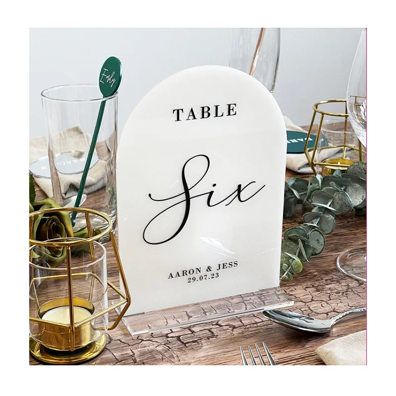 Custom Acrylic Place Card Arch Wedding Sign Standee Acrylic Table Numbers For Wedding