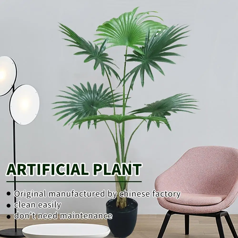 Manufacturer artificial green plants 5ft rubber leaves california palm plastic bonsai trees plants palm tree