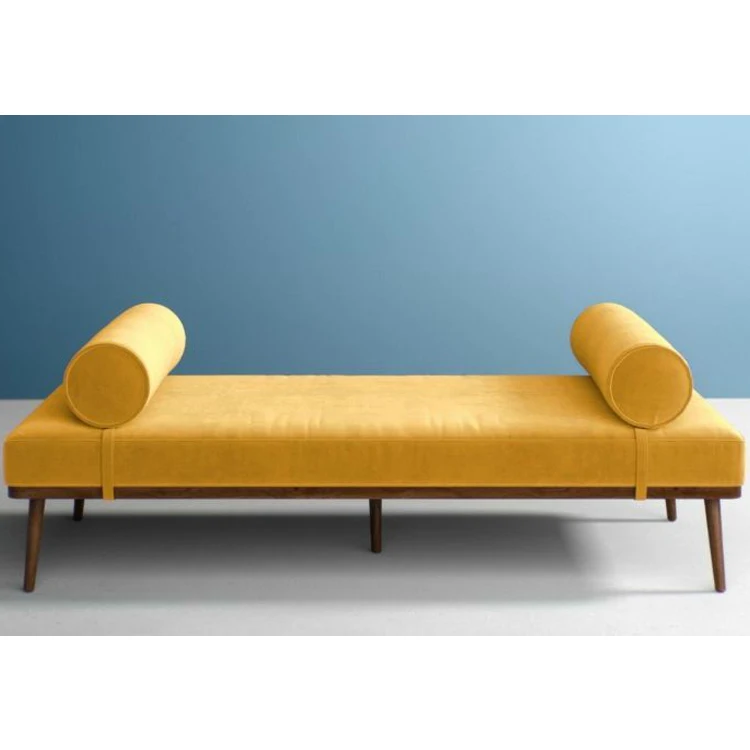 Luxury Linen Fabric sofa bed  chaise lounge recliner Soild Wood Indoor Daybed for Home