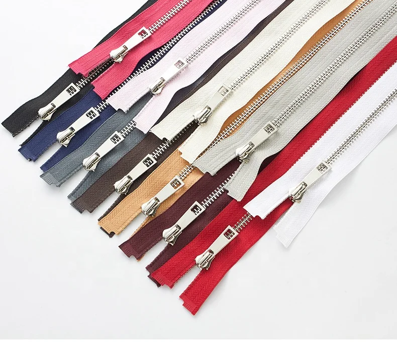 Silver Teeth Open End Smooth Wholesale Clothing Metal Waterproof Zipper Zip For Clothing Jackets Luggage Leather bags