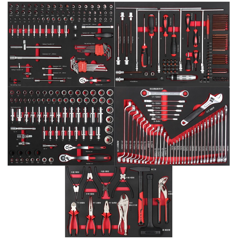 324 Pcs Hand Tools Sets for Car Repair CRV Hand Tools Hammer Knife Wrench combination with Toolbox
