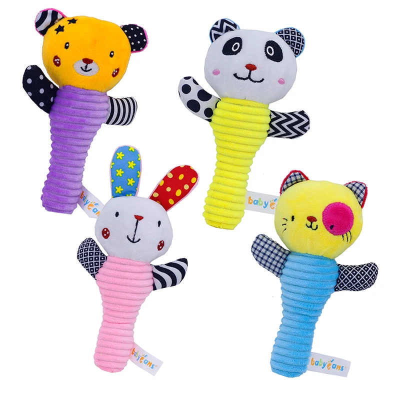 babyfans 2021 Baby Soft Plush Stuffed Animal Rattles Handheld Development Toys for Toddlers