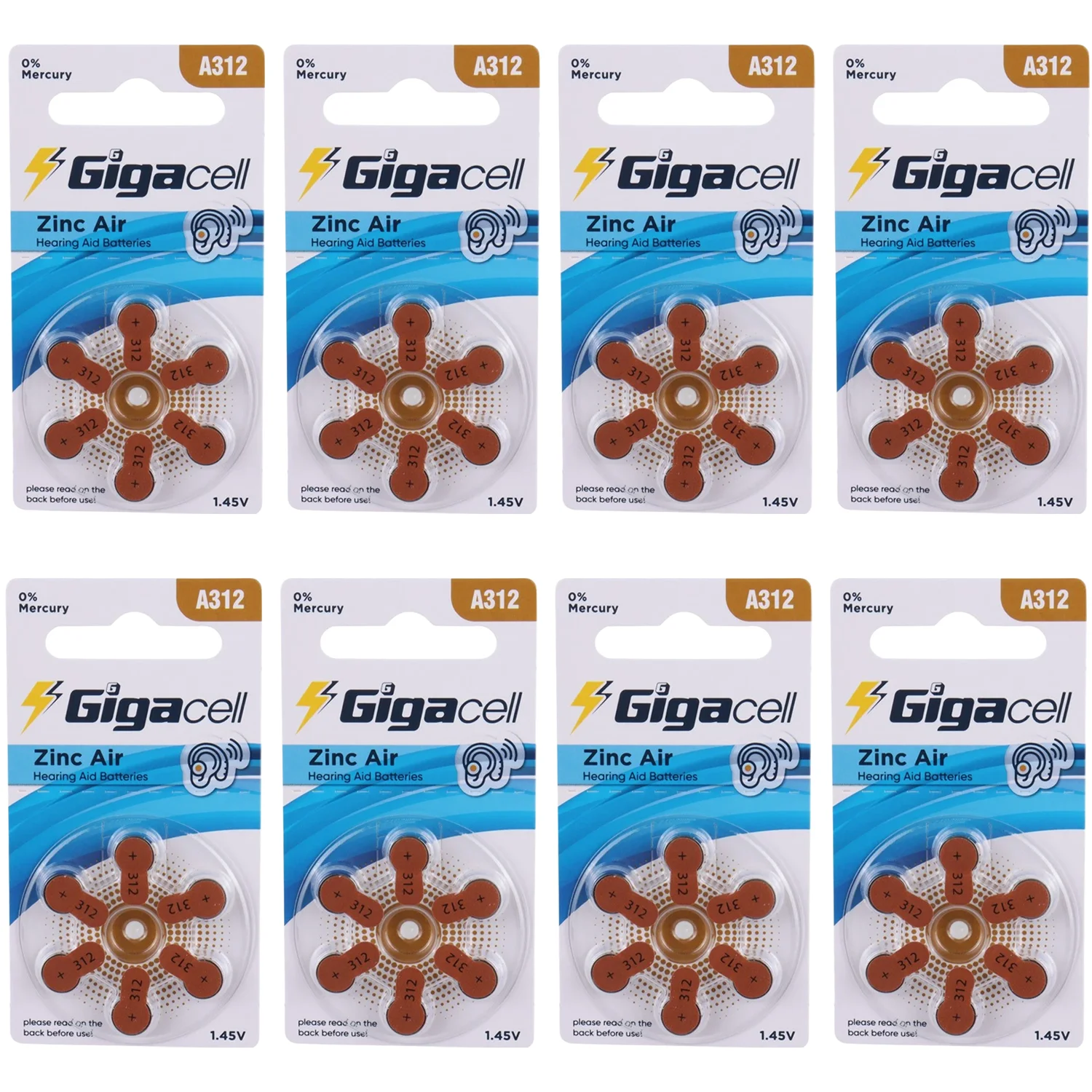 Батарейки для слуховых аппаратов размер 312 6 штук без ртути цинк-воздушные 1 45 В долговечные и легко открываются