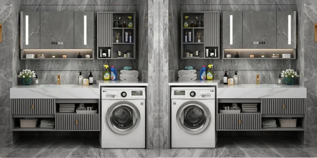 Simple rock plate bathroom cabinet combination modern bathroom washbasin balcony drum washing machine integrated cabinet