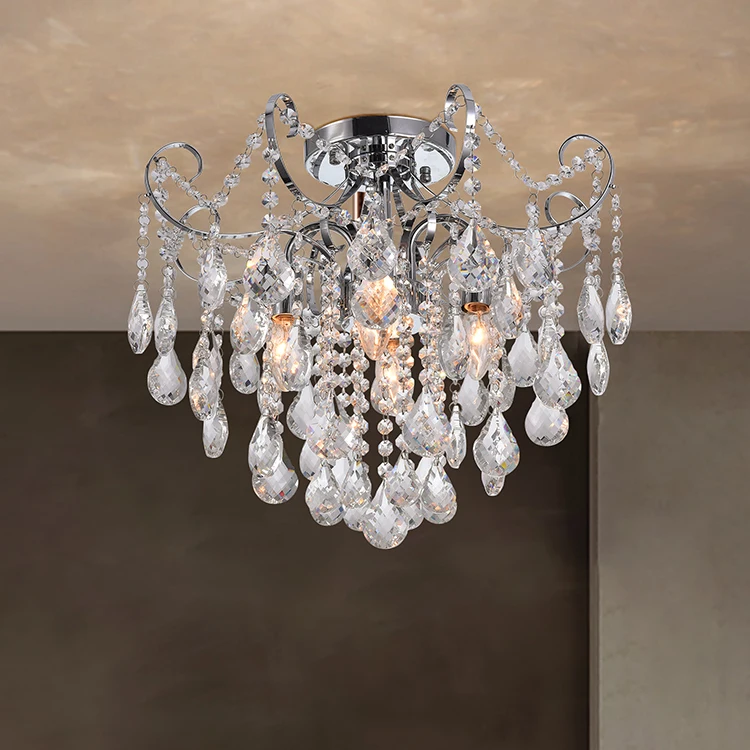 Creative Chrome Modelling Nordic Style Modern Iron Pendant Light Led Glass Crystal Ceiling Chandeliers