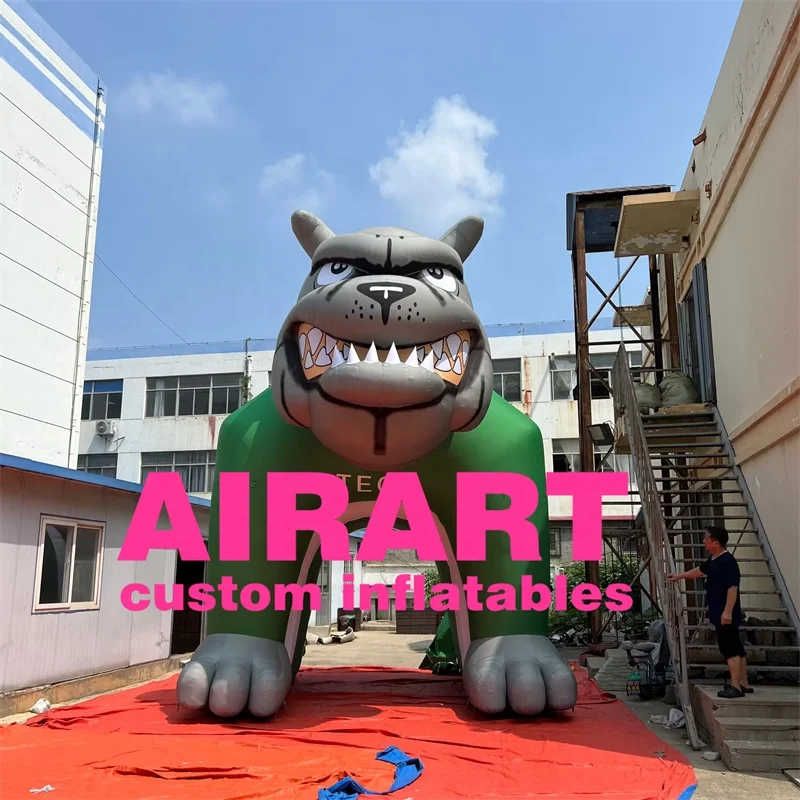 Inflatable Mascot Tunnel Green Color Inflatable Football Tunnel Customize Inflatable Bulldog Tunnel For Big Sporting Event