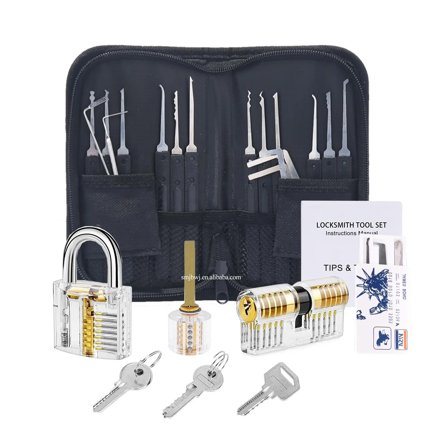 Discount Price Lock Pick Set Locksmith Tools For practice Padlock Transparent Lock Pick Set 17 or 24 stainless steel