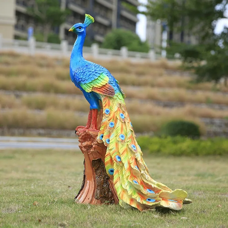 Decoration Statue Garden Sculpture Realistic Fiberglass Animal Statues Peacock life size resin statue