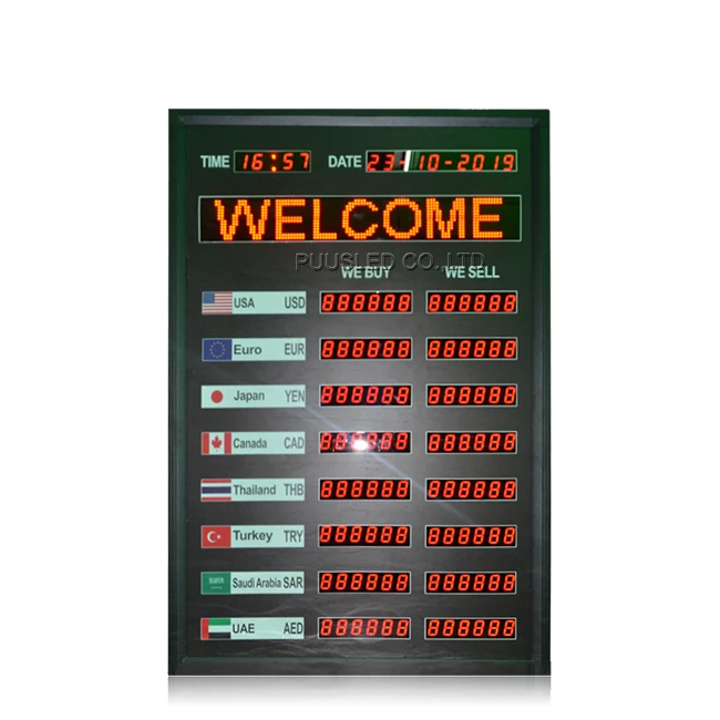 Горячая распродажа светодиодная цифровая табличка с обменным курсом иностранной валюты