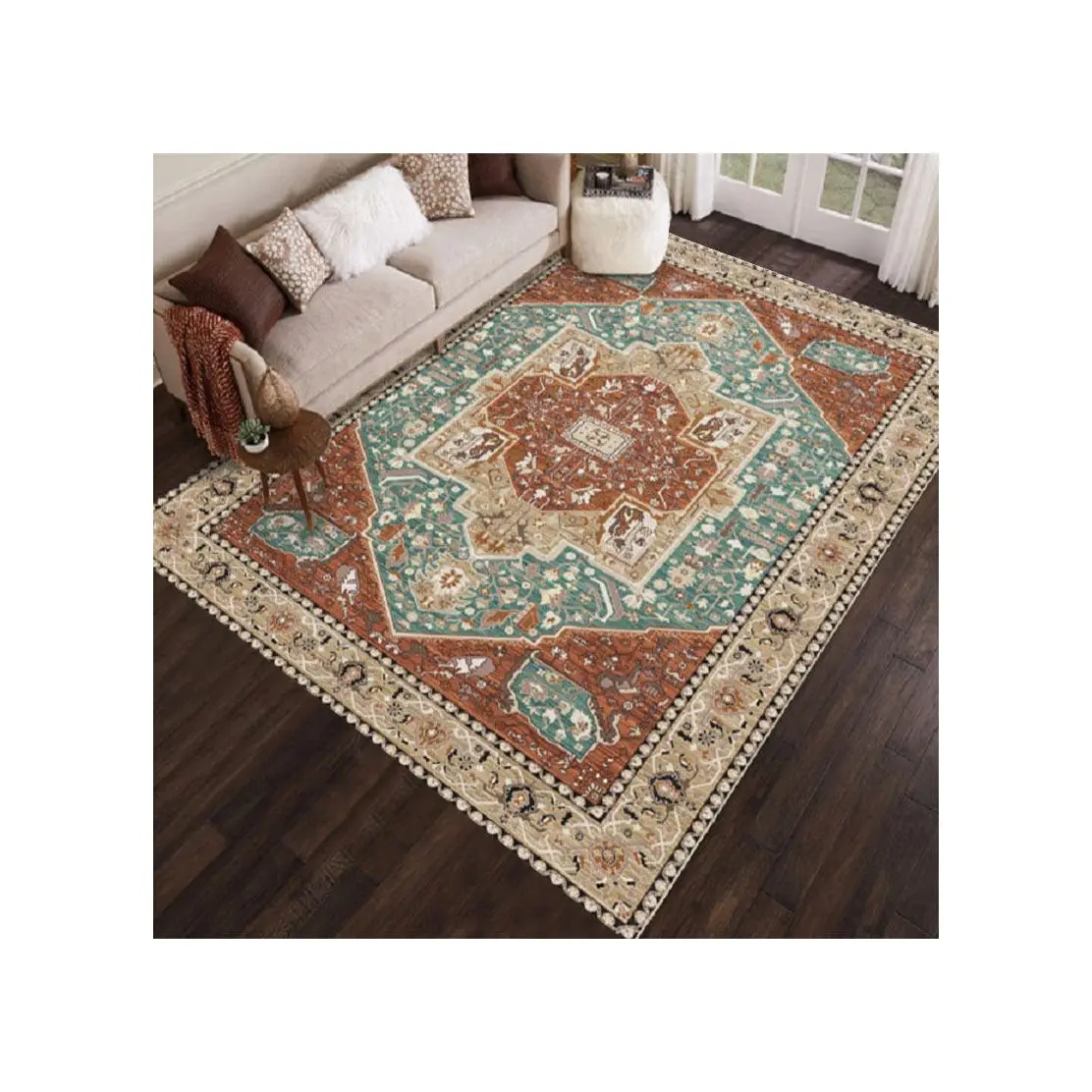 3x4m Machine Washable Rug 3x4 Entryway Rugs Vintage Distressed Runner carpet Non-Slip Area Rug for Living Room Bedroom Entranc