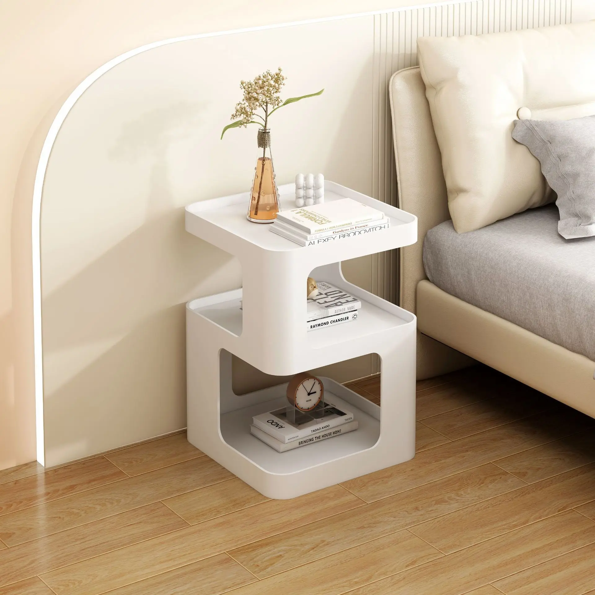 Modern Nordic Wheel Side Tables Bedside Tables for Living Room Bedroom Hotel Home Furniture Wrought Iron Metal Steel