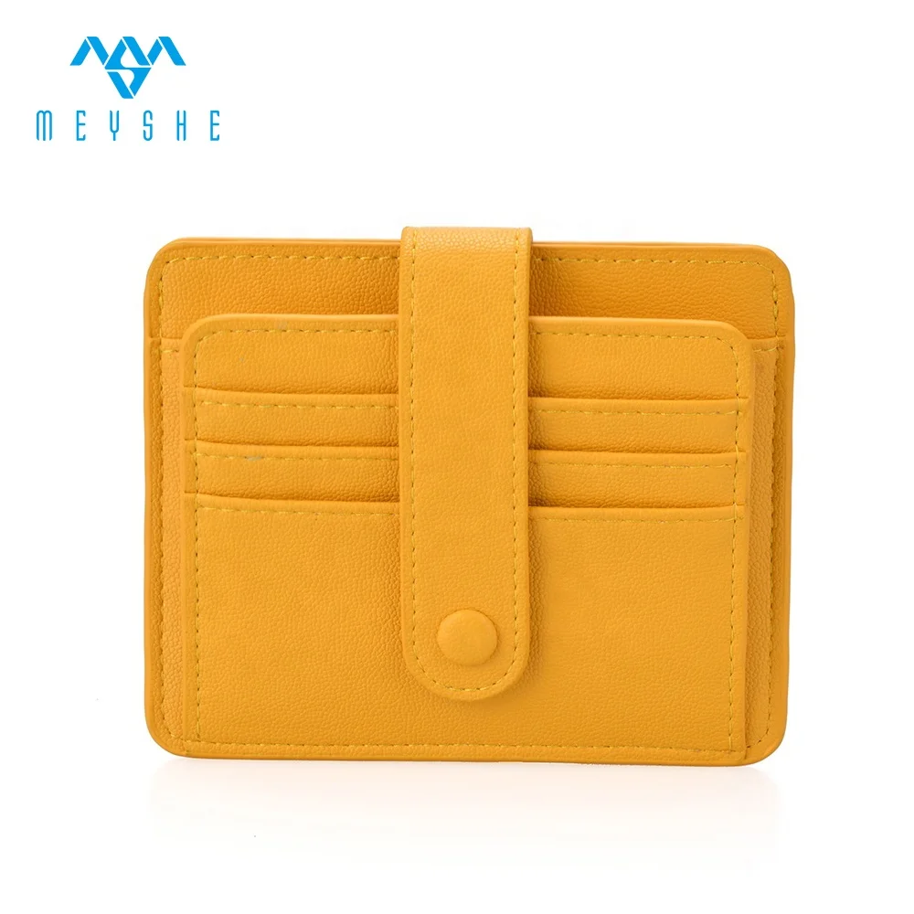 China manufacturer yellow eco pu leather id strap credit card holder