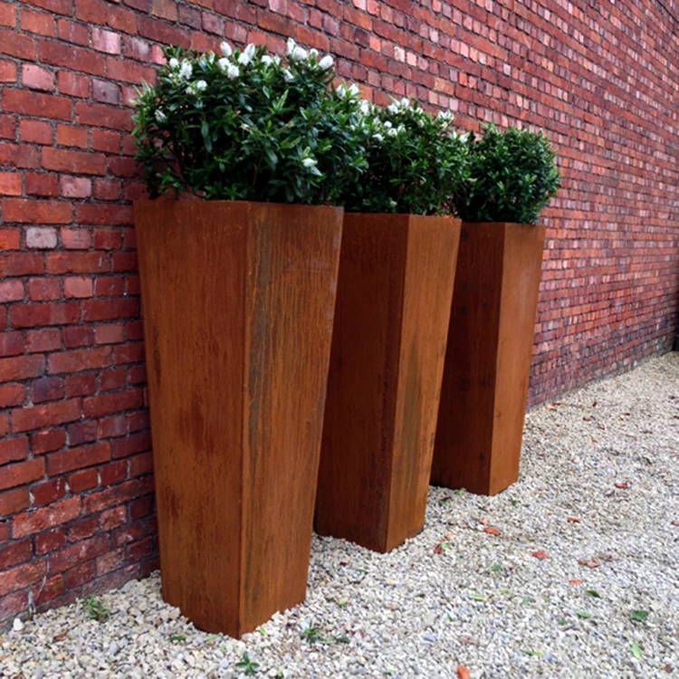 
Weather-resistant steel metal flowerpot for outdoor decoration 